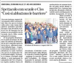 26 maggio Armeno Spettacolo con scuole e Ciss